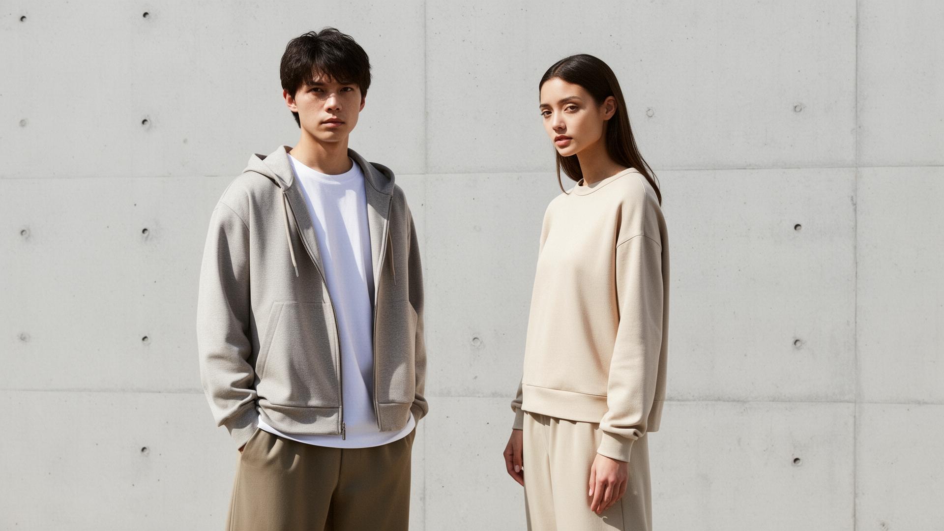 Two models wearing Jong Tien casual fashion